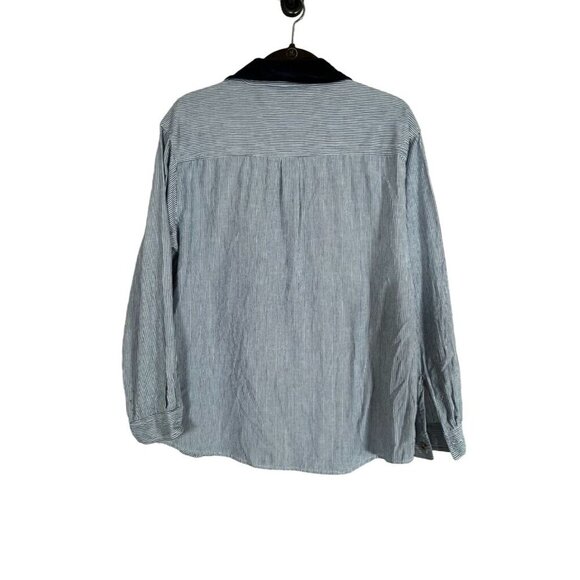 Christmas Striped Shirt L Cat Embroidery Festive Holiday Preppy Classic Retro - Picture 8 of 14